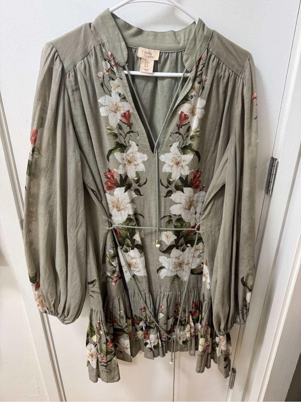 Chico's Olive Green Floral Peasant Tunic